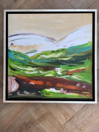 Framed Richter Style Oil Painting On 20mm Canvas 42x42xm Lake District’ Textured