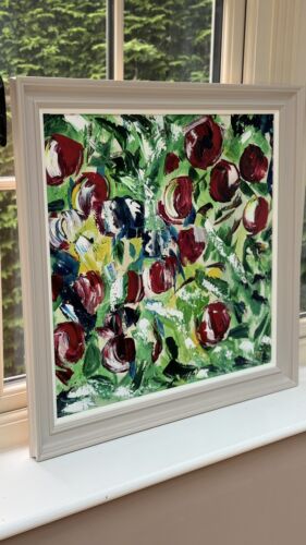 Framed Original Anstract Oil Painting On Canvas 71x71cm Apple Tree 2 Texture Oka