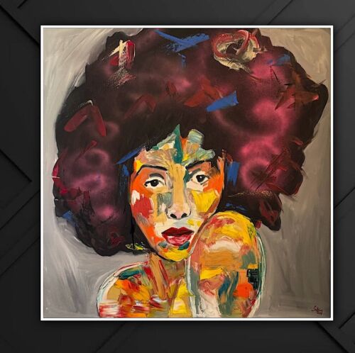 Oka Contemporary Abstract Original Oil Painting 80x80cm Canvas Woman Portrait