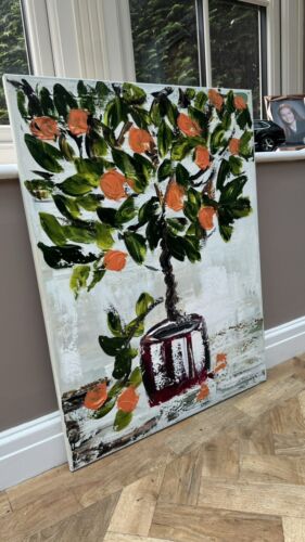 Renour Abstract Original Oil Painting On 80x60cm canvas Textured Orange Tree