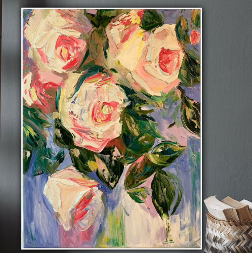 Igor Saharov lesson in Abstract Oil Painting On 61x45cm Canvas White Roses oka