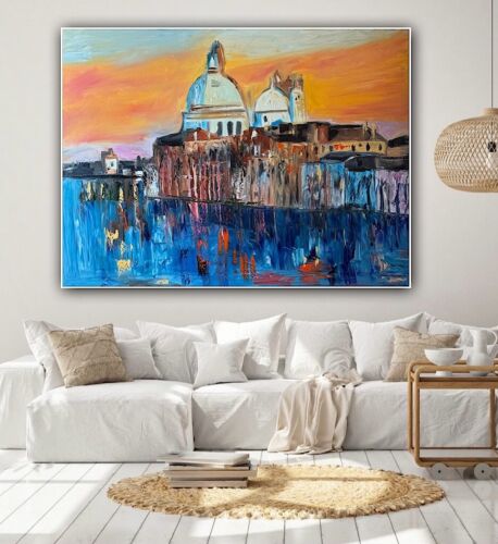 Kandinsky Original Abstract Oil Painting On Canvas 100 X 80cm Venice Landscape