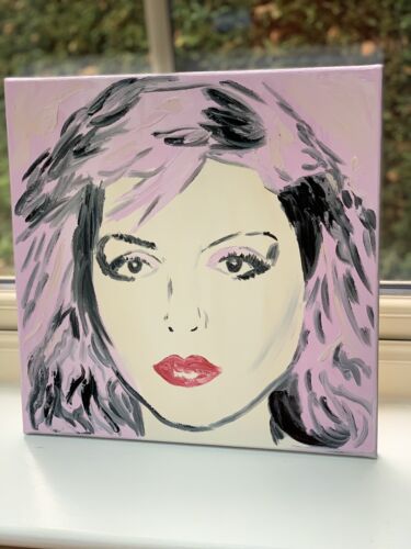 Original Abstract Oil Painting On Canvas 40x40Cm Pop Art Debbie Harry (pink) music