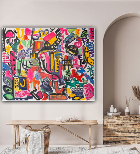 Large Abstract Original Oil Painting On 100x80cm canvas Graffiti Art Vogue Love