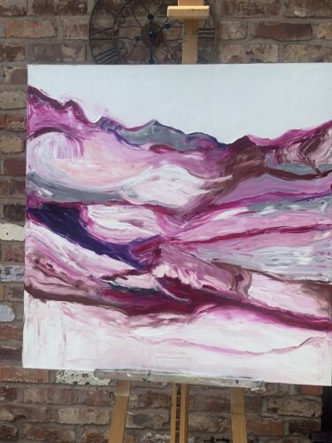 Richter StyLe Abstract Large Oil Painting On Canvas 90x90cm Mountain Meadow Oka