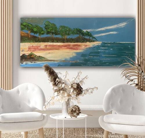 Paul Gauguin Style Large Landscape Oil Painting On Canvas ‘Seaside’ 120cm X 50cm