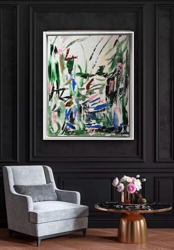 Framed Oka Contemporary Abstract Original Oil Painting Whispers Of The Wind II floral