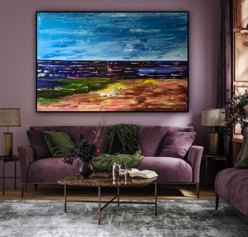 Richter Style Original Abstract Oil Painting On Canvas 150x100cm Seascape Ocean