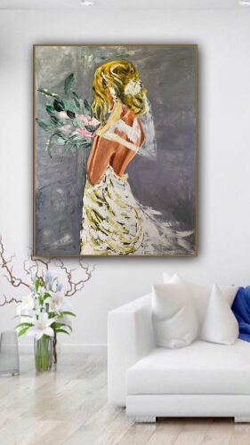 Richter Style Original Abstract Oil Painting On Canvas 100x80cm ‘Wedding Day’ portrait