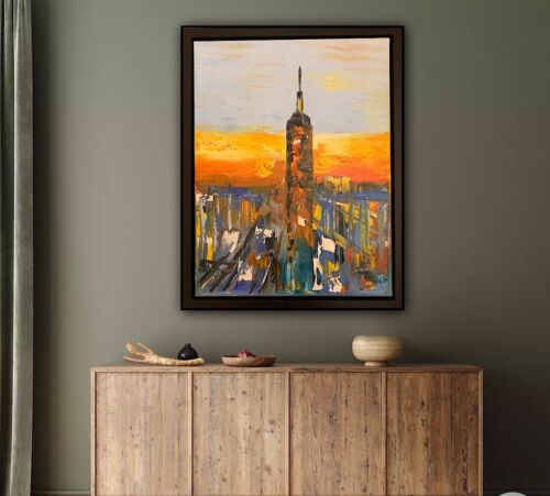 Framed Original Abstract Oil Painting On deep Canvas 50 x 40cm x 4cm New York