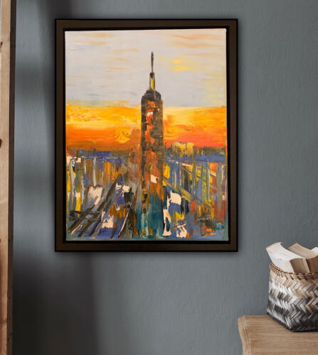 Framed Original Abstract Oil Painting On deep Canvas 50 x 40cm x 4cm New York