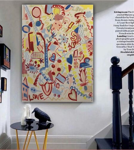 Large Abstract Original Oil Painting On 100x80cm canvas Graffiti Art Love Wins