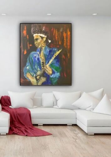 Original Oil Painting On Canvas 50X60cm Abstract ‘Rolling Stones’ Keith Richards portrait