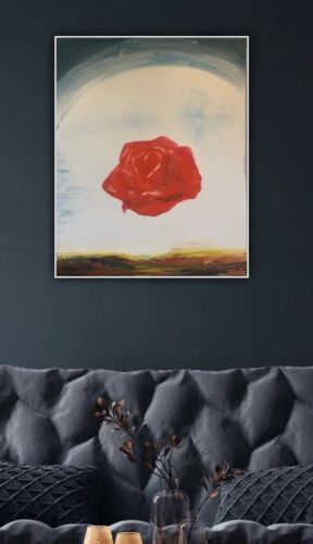 Salvador Dali Surrealist Large Oil Painting On Canvas 50X40cm Meditative Rose study