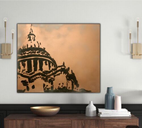Richter Style Abstract Oil Painting On Canvas 50X60cm St Paul’s London At Night