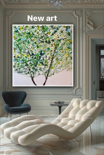 Framed Monet Style Original Abstract Oil Painting On Canvas 100x100cm Emerald Bloom Oka floral