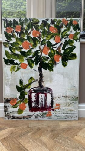 Renour Abstract Original Oil Painting On 80x60cm canvas Textured Orange Tree