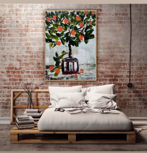 Renour Abstract Original Oil Painting On 80x60cm canvas Textured Orange Tree