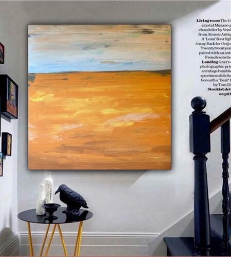Richter StyLe Abstract Original Oil Painting On Canvas 90x90cm Gold Sands Sea