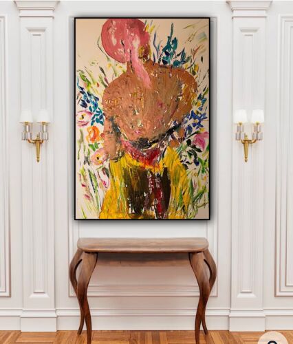 Renoir Style Original Abstract Oil Painting on canvas 90X60cm Woman in a meadow