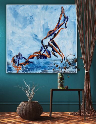 Richter StyLe Abstract Original Oil Painting On Canvas 77x77cm Nude on a beach