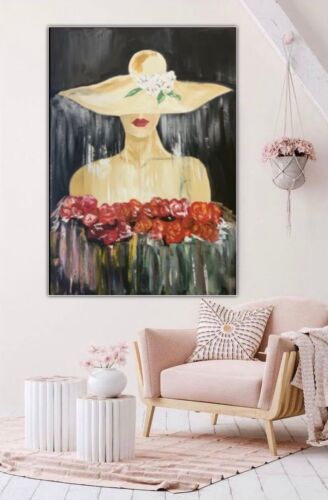 Richter StyLe Original Oil Painting On Canvas 102x70cm Woman In The Rain Vogue portrait