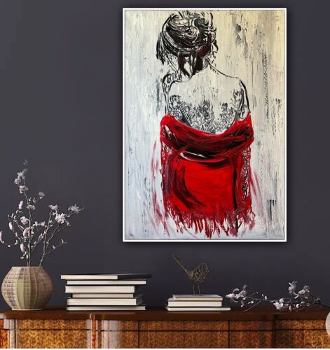 Richter StyLe Abstract Original Oil Painting On Canvas 70x50cm Morning Nude Red