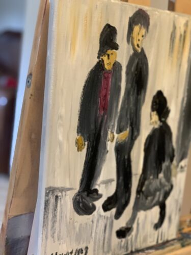 L.S. Lowry Abstract Oil Painting On Canvas 30X40cm Three Figures Ready To Hang