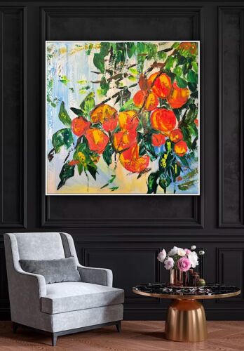 Renour Abstract Original Oil Painting On 77x77cm canvas Textured Orange Tree