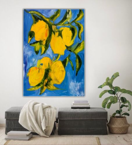 impressionist Abstract Original Oil Painting Canvas 84 X 60cm Lemon Tree In Oka