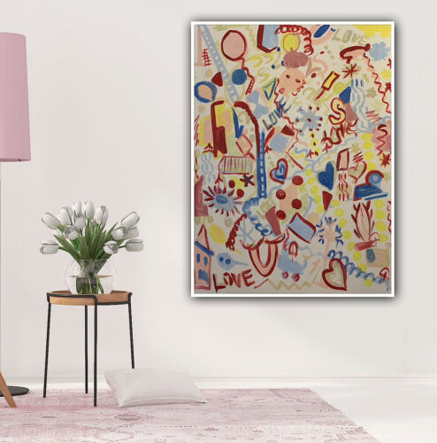 Large Abstract Original Oil Painting On 100x80cm canvas Graffiti Art Love Wins