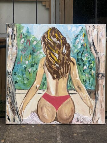 Richter Style Original Abstract Oil Painting On Canvas 80x80cm Morning Nude
