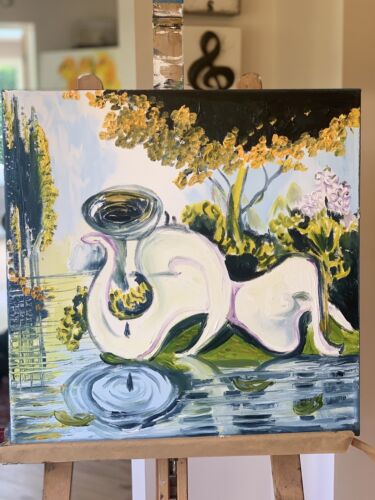abstract origin Woman Lake Surrealism Oil Painting On Deep 3.8cm Canvas 50X 50cm