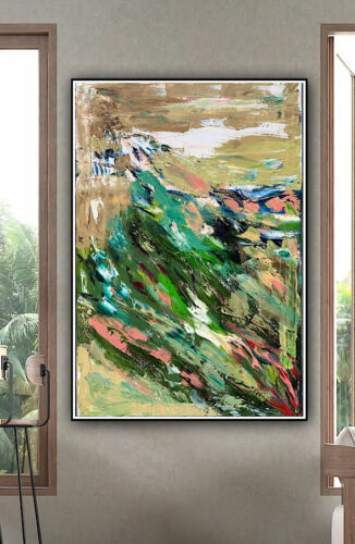 Kandinsky Style Original Abstract Oil Painting On Canvas 90x60cm Lake District