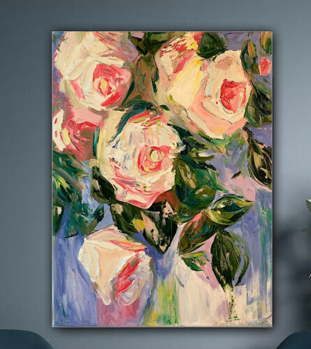 Igor Saharov lesson in Abstract Oil Painting On 61x45cm Canvas White Roses oka