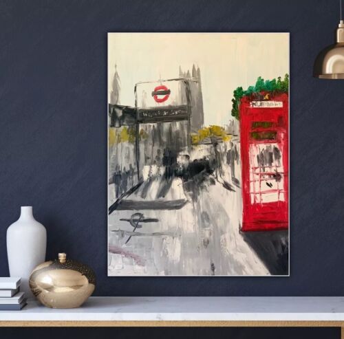 Large Abstract Original Landscape Oil Painting 61X47cm Canvas London Westminster