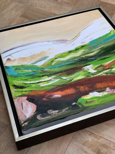 Framed Richter Style Oil Painting On 20mm Canvas 42x42xm Lake District’ Textured