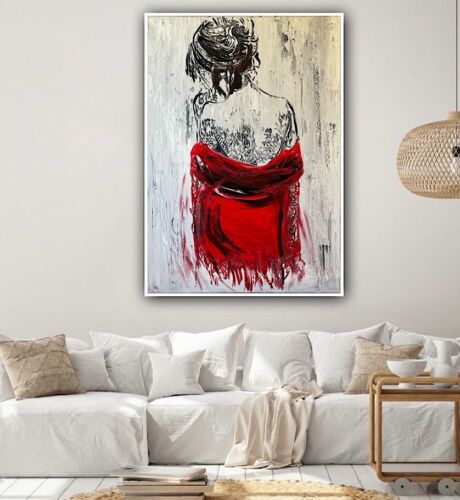 Richter StyLe Abstract Original Oil Painting On Canvas 70x50cm Morning Nude Red