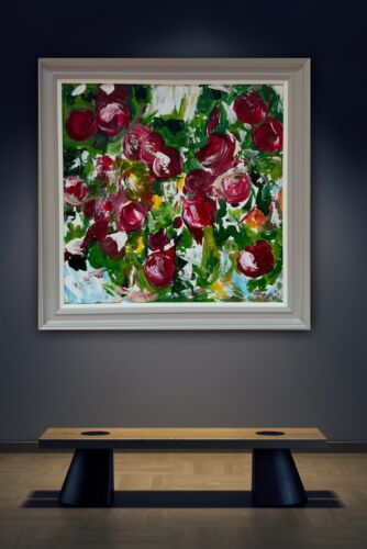 Framed Original Anstract Oil Painting On Canvas 71x71cm Apple Tree Textured Oka