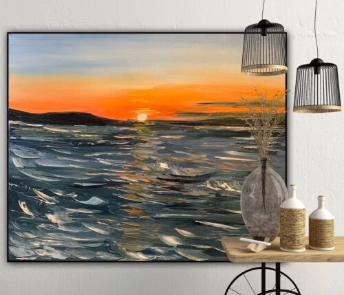 Monet Style Impressionist Abstract original Oil Painting Canvas 50x60cm Ocean 2