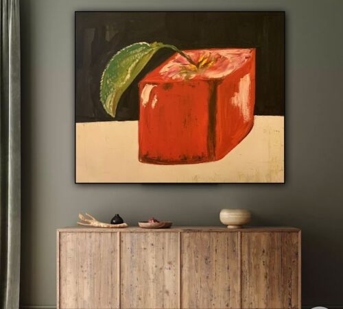 Original Large Oil Painting On 1.5mm Canvas , 50cm X60cm Abstract ‘Flower’ Ready