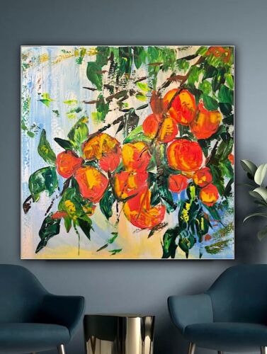 Renour Abstract Original Oil Painting On 77x77cm canvas Textured Orange Tree