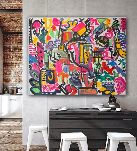 Large Abstract Original Oil Painting On 100x80cm canvas Graffiti Art Vogue Love