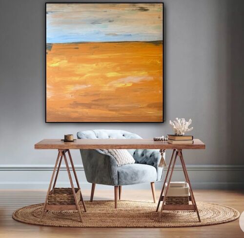 Richter StyLe Abstract Original Oil Painting On Canvas 90x90cm Gold Sands Sea