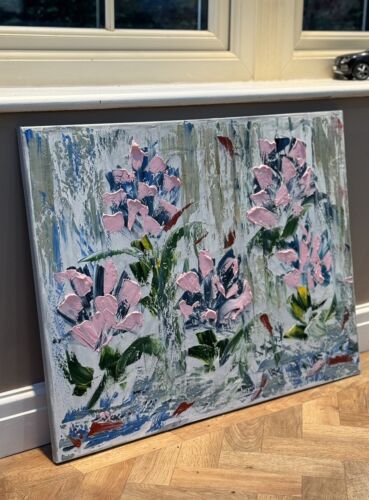 Oka Contemporary Abstract Original Oil Painting 80x60cm Whispers Of pink Peonies flowers