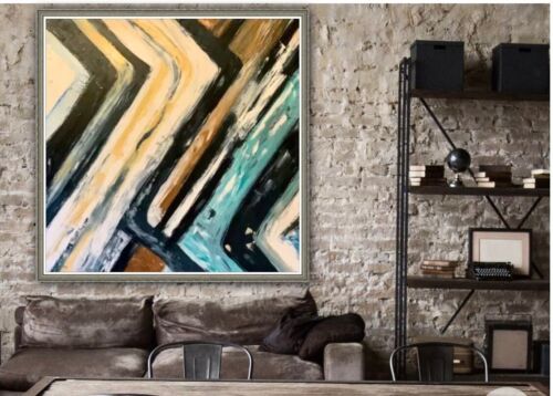Richter Style Original Abstract Oil Painting On Canvas 90 X 90cm Pathways, Retro