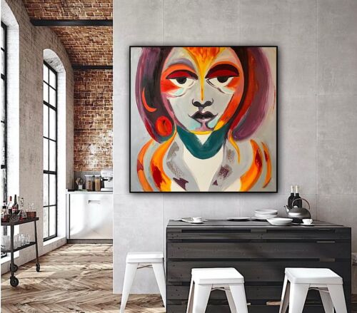 Abstract Original Oil Painting On Deep Canvas 60x60cm Morfeo portrait
