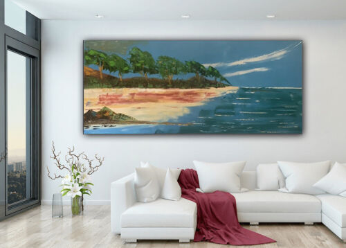 Paul Gauguin Style Large Landscape Oil Painting On Canvas ‘Seaside’ 120cm X 50cm