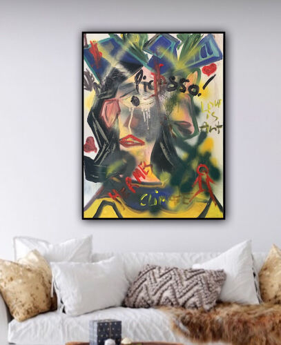 Richter Original Abstract Oil Painting On 4cm Canvas 47x60cm Graffiti Street Art