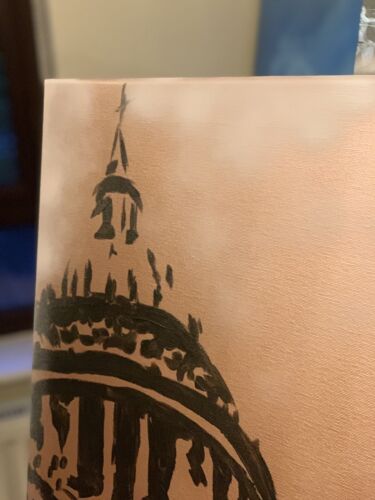 Richter Style Abstract Oil Painting On Canvas 50X60cm St Paul’s London At Night